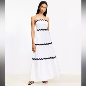 NWT Loft Beach Ric Rac Poplin Cotton Maxi Dress